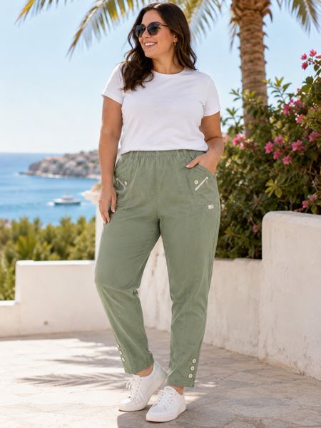 Immagine di STRETCH TROUSER WITH ELASTIC WAIST - COTTON